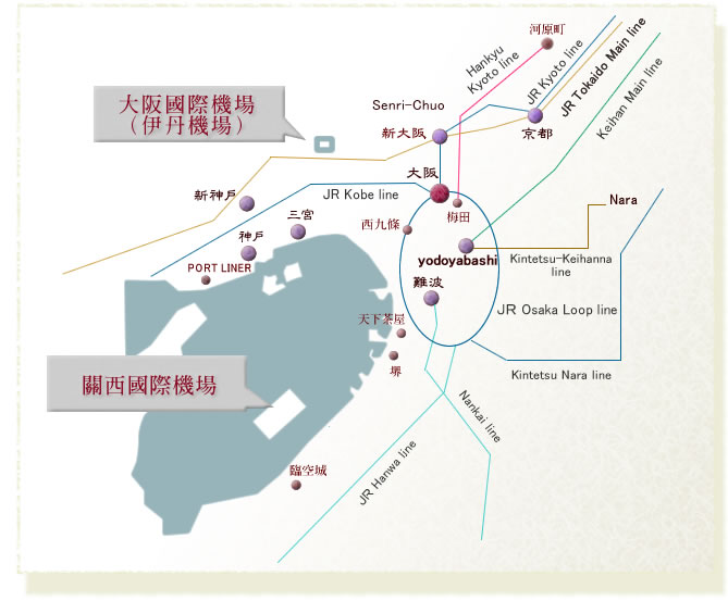 從關西國際機場・大阪國際機場前來的方法